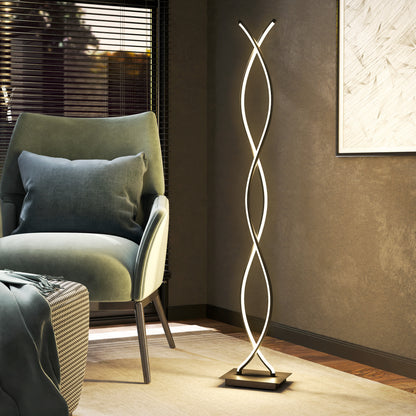 Floor Lamp for Living Room, Modern Spiral Design Floor Lamp with 3 Adjustable Brightness Levels, Foot Switch Floor Lamp for Living Room, Bedroom, Black
