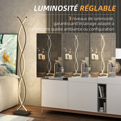 Floor Lamp for Living Room, Modern Spiral Design Floor Lamp with 3 Adjustable Brightness Levels, Foot Switch Floor Lamp for Living Room, Bedroom, Black