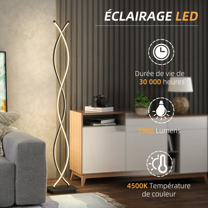 Floor Lamp for Living Room, Modern Spiral Design Floor Lamp with 3 Adjustable Brightness Levels, Foot Switch Floor Lamp for Living Room, Bedroom, Black