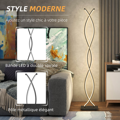 Floor Lamp for Living Room, Modern Spiral Design Floor Lamp with 3 Adjustable Brightness Levels, Foot Switch Floor Lamp for Living Room, Bedroom, Black