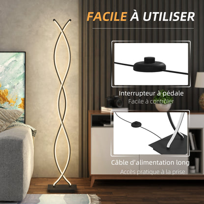 Floor Lamp for Living Room, Modern Spiral Design Floor Lamp with 3 Adjustable Brightness Levels, Foot Switch Floor Lamp for Living Room, Bedroom, Black