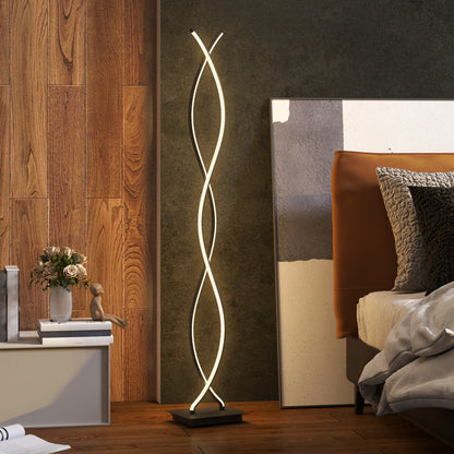 Floor Lamp for Living Room, Modern Spiral Design Floor Lamp with 3 Adjustable Brightness Levels, Foot Switch Floor Lamp for Living Room, Bedroom, Black