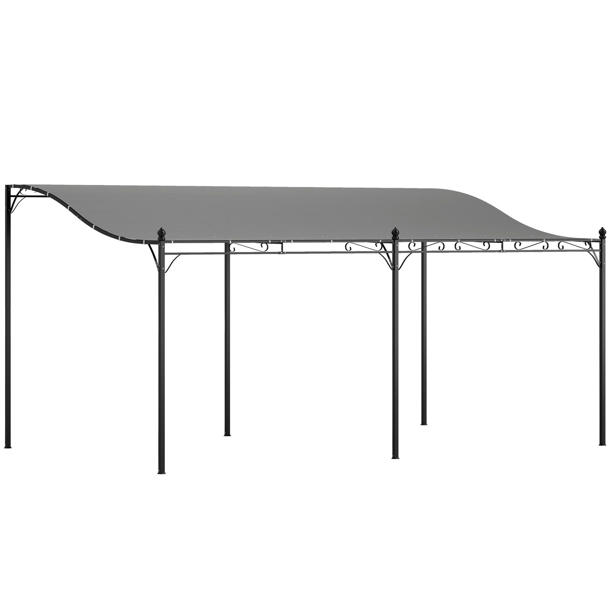 Lean-to Pergola with Roof, Water-Resistant Canopy Awning, Freestanding Garden Pavilion Patio Gazebo Shade for Terrace Garden Approx. 3x5x2.5 m Dark Gray