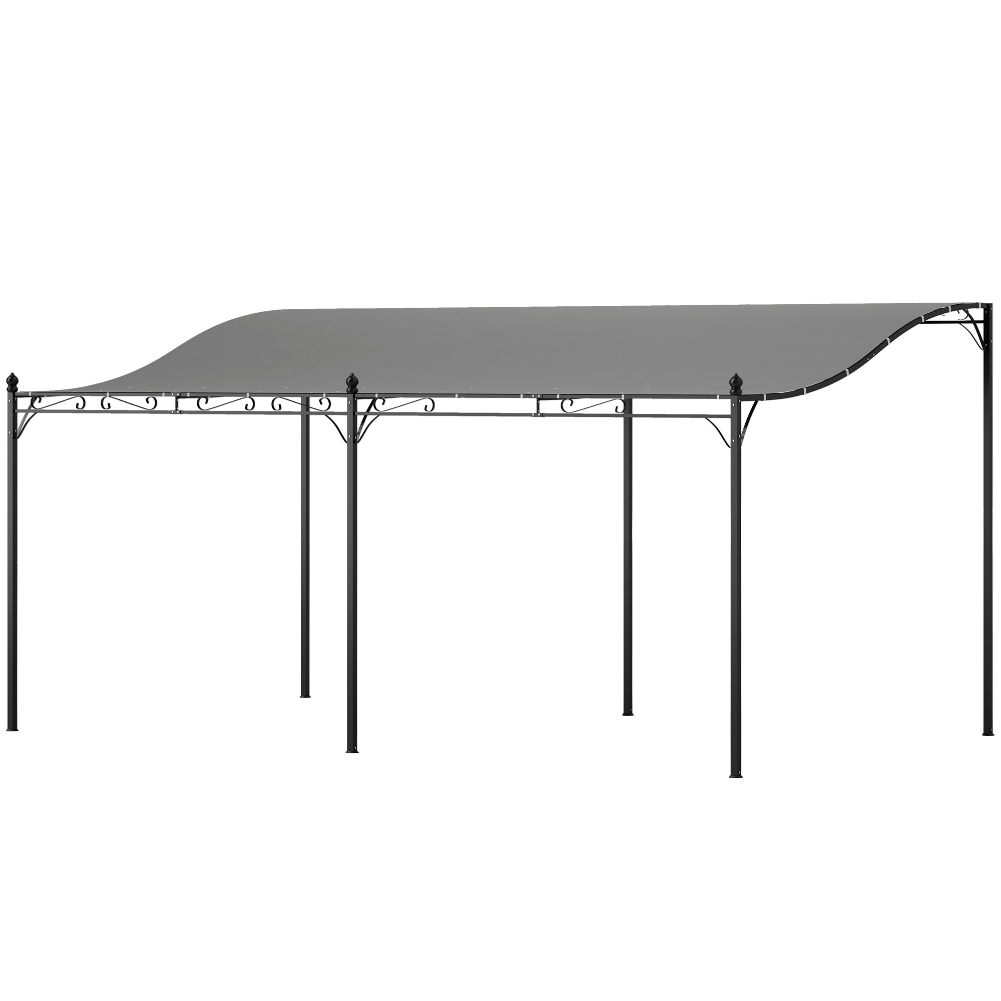 Lean-to Pergola with Roof, Water-Resistant Canopy Awning, Freestanding Garden Pavilion Patio Gazebo Shade for Terrace Garden Approx. 3x5x2.5 m Dark Gray
