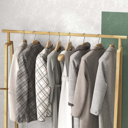 Bamboo Clothes Rack, Wooden Coat Stand with Shoe Shelf dim. 110L x 42W x 152H cm