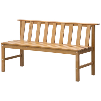 3-Seater Garden Bench Outdoor Wood Bench with Slatted Backrest for Patio Balcony Terrace Load 360 kg 144x60x77 cm Natural