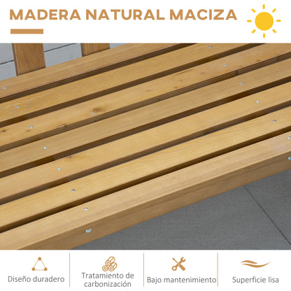 3-Seater Garden Bench Outdoor Wood Bench with Slatted Backrest for Patio Balcony Terrace Load 360 kg 144x60x77 cm Natural