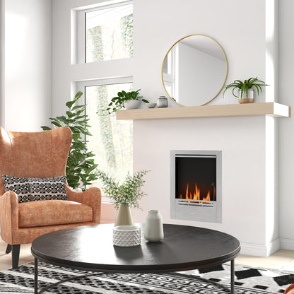 Built-in Bioethanol Fireplace, Ethanol Fireplace with 0.9L Capacity, Approximately 3.3 Hrs Burning Time, Stainless Steel and Tempered Glass Bioethanol Stove, 48 x 18 x 59 cm, Silver