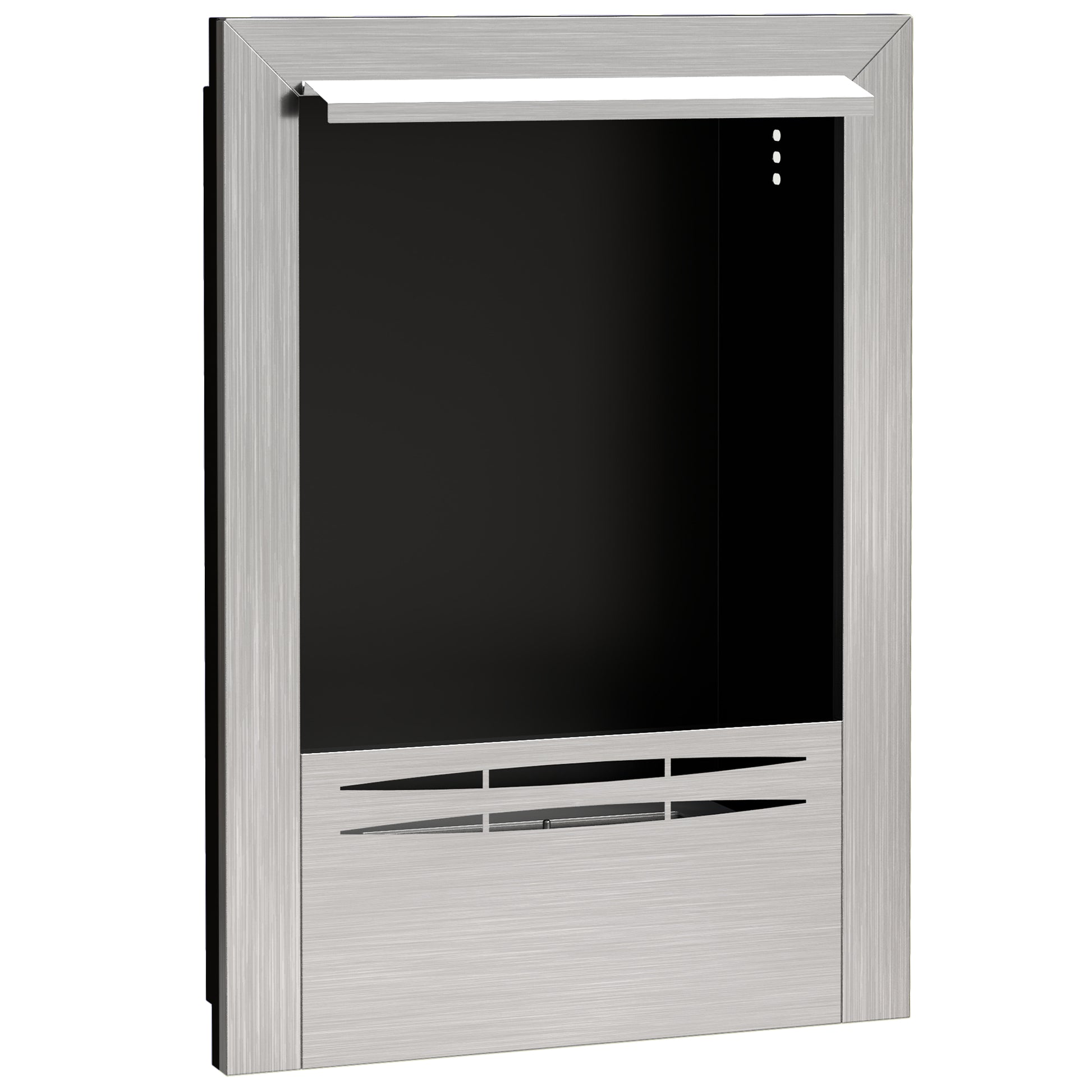 Built-in Bioethanol Fireplace, Ethanol Fireplace with 0.9L Capacity, Approximately 3.3 Hrs Burning Time, Stainless Steel and Tempered Glass Bioethanol Stove, 48 x 18 x 59 cm, Silver