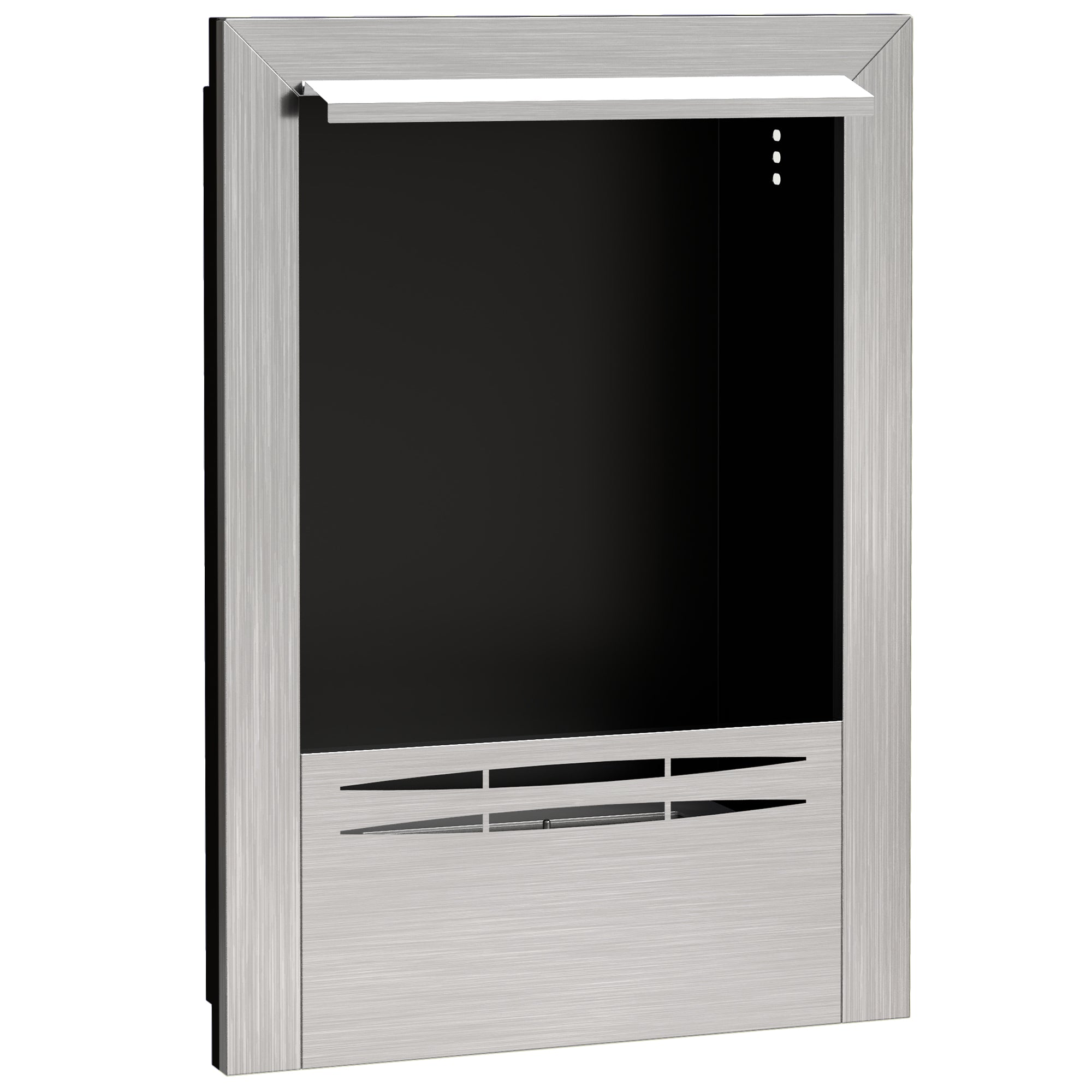Built-in Bioethanol Fireplace, Ethanol Fireplace with 0.9L Capacity, Approximately 3.3 Hrs Burning Time, Stainless Steel and Tempered Glass Bioethanol Stove, 48 x 18 x 59 cm, Silver