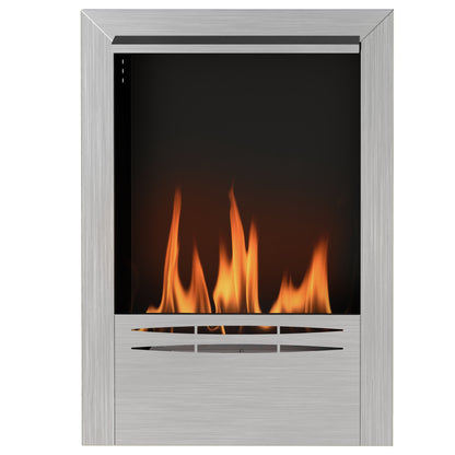 Built-in Bioethanol Fireplace, Ethanol Fireplace with 0.9L Capacity, Approximately 3.3 Hrs Burning Time, Stainless Steel and Tempered Glass Bioethanol Stove, 48 x 18 x 59 cm, Silver
