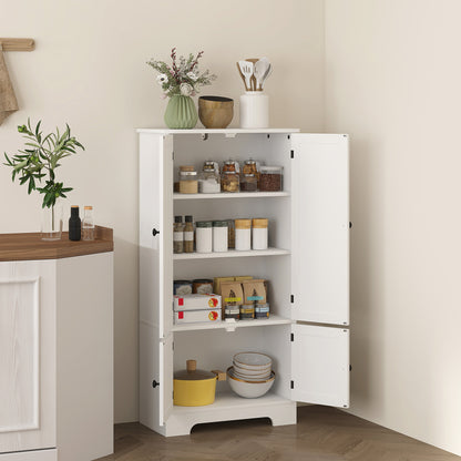 Kitchen Cabinet Buffet Kitchen Storage Cabinet with Cupboards and Adjustable Shelves for Dining Room, Living Room, 58.2 x 30 x 123 cm, white
