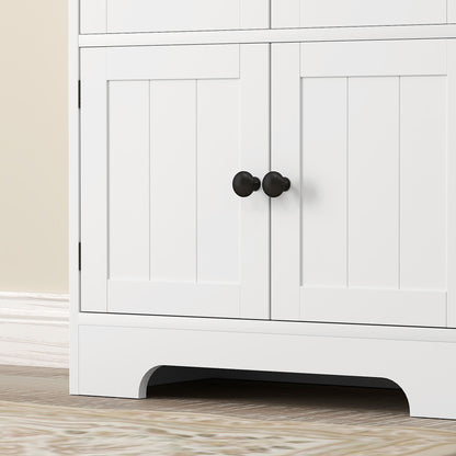 Kitchen Cabinet Buffet Kitchen Storage Cabinet with Cupboards and Adjustable Shelves for Dining Room, Living Room, 58.2 x 30 x 123 cm, white