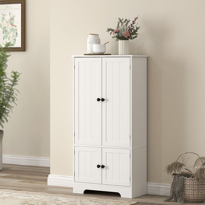 Kitchen Cabinet Buffet Kitchen Storage Cabinet with Cupboards and Adjustable Shelves for Dining Room, Living Room, 58.2 x 30 x 123 cm, white