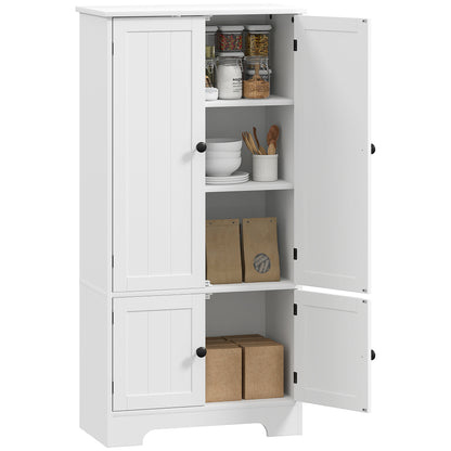 Kitchen Cabinet Buffet Kitchen Storage Cabinet with Cupboards and Adjustable Shelves for Dining Room, Living Room, 58.2 x 30 x 123 cm, white