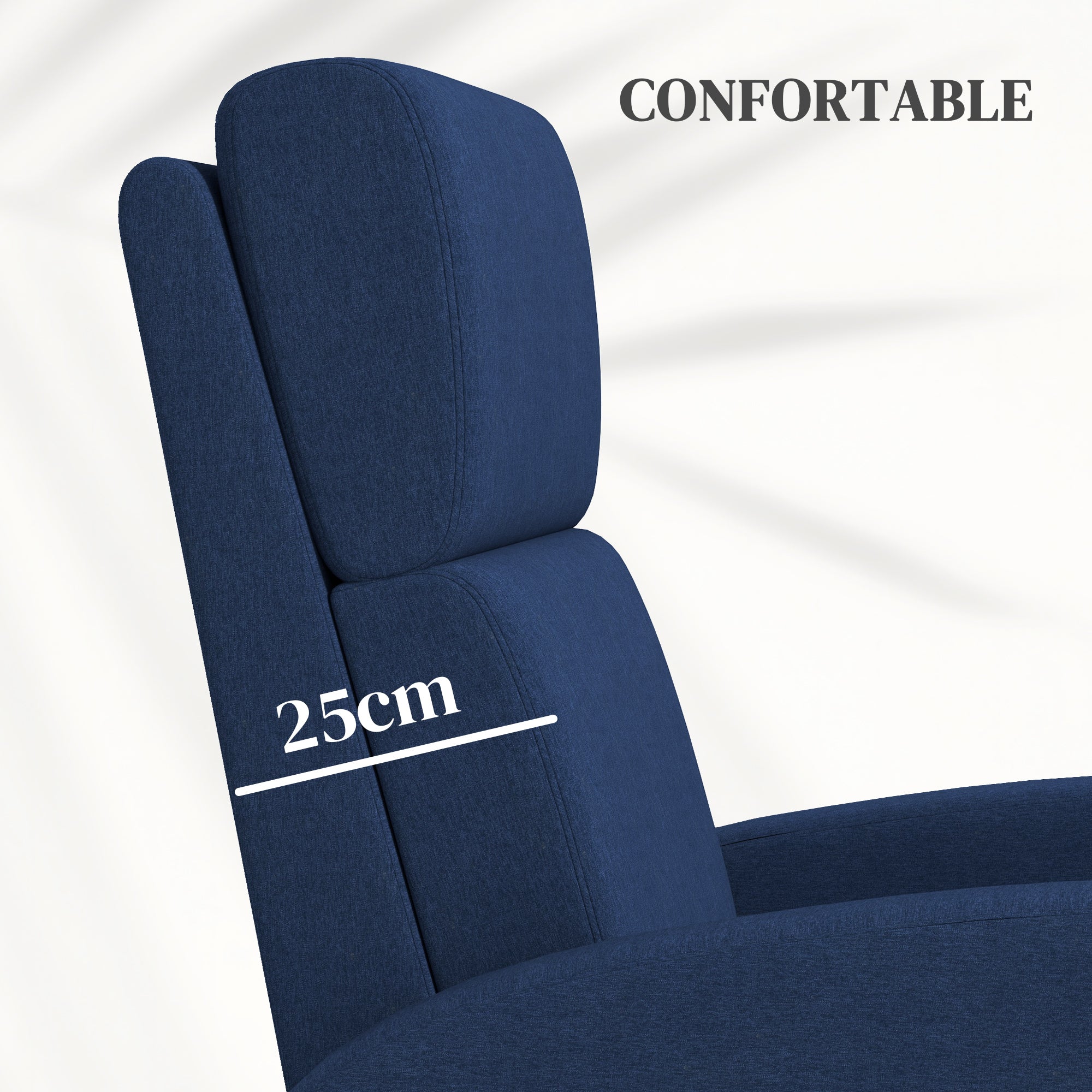 Reclining chair relaxation chair with manually adjustable backrest up to 160°, integrated footrest for living room bedroom office home theater, load 120 kg, blue