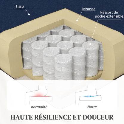 Reclining chair relaxation chair with manually adjustable backrest up to 160°, integrated footrest for living room bedroom office home theater, load 120 kg, blue