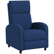 Reclining chair relaxation chair with manually adjustable backrest up to 160°, integrated footrest for living room bedroom office home theater, load 120 kg, blue