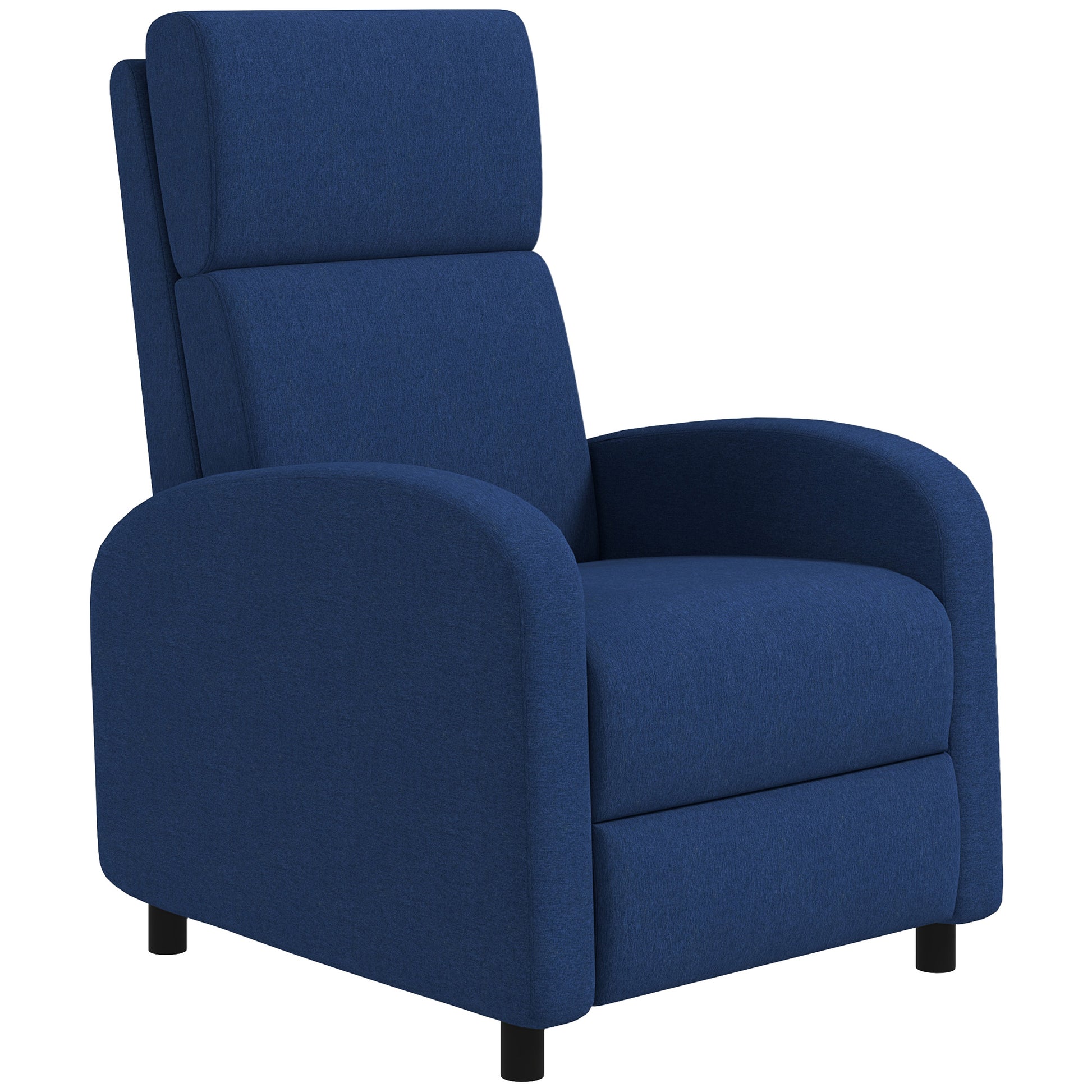 Reclining chair relaxation chair with manually adjustable backrest up to 160°, integrated footrest for living room bedroom office home theater, load 120 kg, blue
