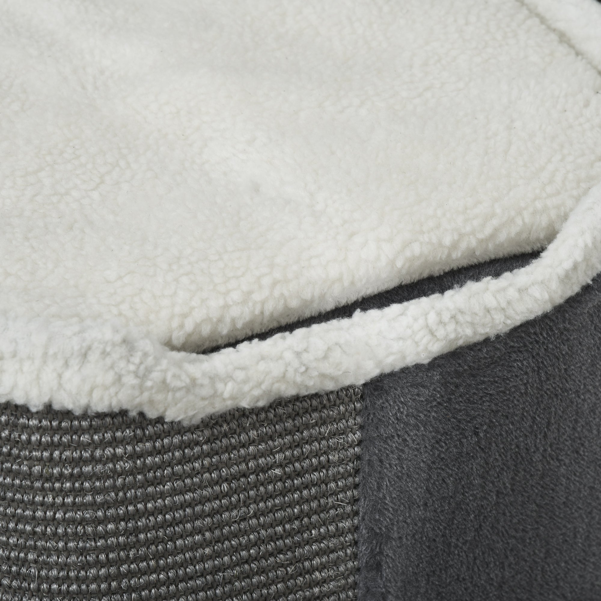 Scratching Barrel 74 cm High three-story cat barrel with cushion, plush edge, cat cave, scratching tree for small cats, Gray+White