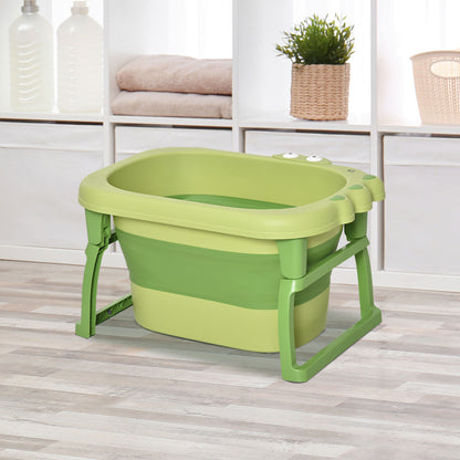 Foldable Baby Bath for 0-6 Years Capacity 105L 75.3x55.4x43 cm Portable Children's Bathtub with Non-Slip Legs and Drain Hole Load 50 kg Green