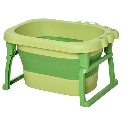 Foldable Baby Bath for 0-6 Years Capacity 105L 75.3x55.4x43 cm Portable Children's Bathtub with Non-Slip Legs and Drain Hole Load 50 kg Green
