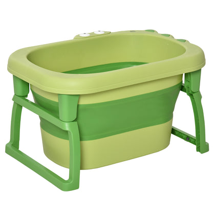 Foldable Baby Bath for 0-6 Years Capacity 105L 75.3x55.4x43 cm Portable Children's Bathtub with Non-Slip Legs and Drain Hole Load 50 kg Green