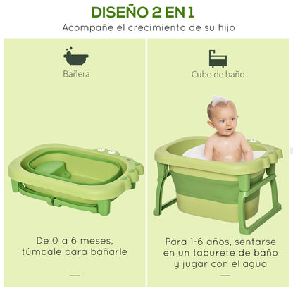 Foldable Baby Bath for 0-6 Years Capacity 105L 75.3x55.4x43 cm Portable Children's Bathtub with Non-Slip Legs and Drain Hole Load 50 kg Green