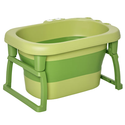 Foldable Baby Bath for 0-6 Years Capacity 105L 75.3x55.4x43 cm Portable Children's Bathtub with Non-Slip Legs and Drain Hole Load 50 kg Green