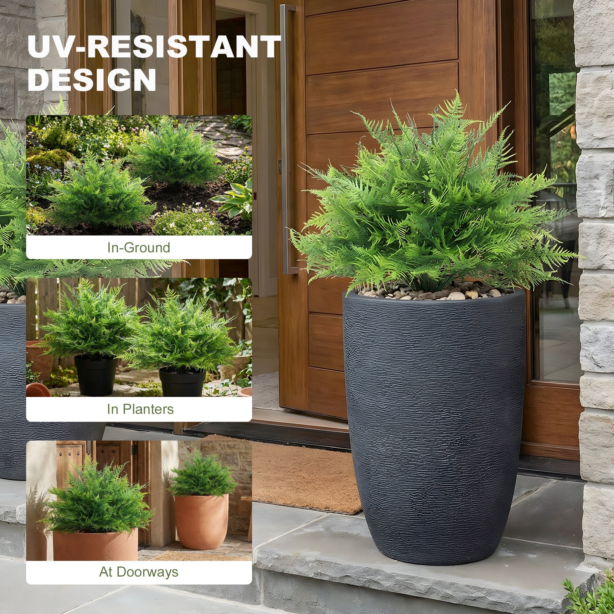 2-Pack Artificial Boston Ferns, 24 in Faux Potted Plants – Lifelike Fake Ferns for Living Room, Bedroom, Garden, Office, Gift