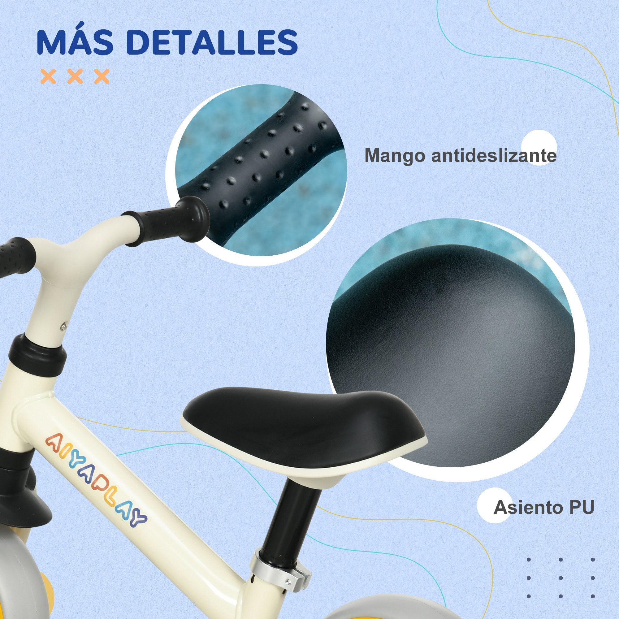 Balance Bike for Kids 18-48 Months Adjustable Seat Height Load 25 kg 66.5x34x47 cm White and Orange