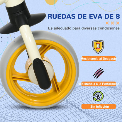 Balance Bike for Kids 18-48 Months Adjustable Seat Height Load 25 kg 66.5x34x47 cm White and Orange