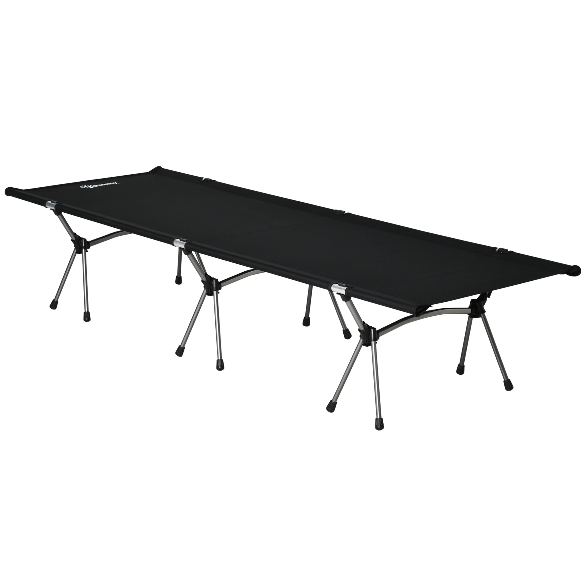 Camping Bed Foldable Aluminum Cot Portable Bed with Carry Bag Adjustable Height up to 150 kg Load Capacity Oxford Black 190 x 65 x 38 cm