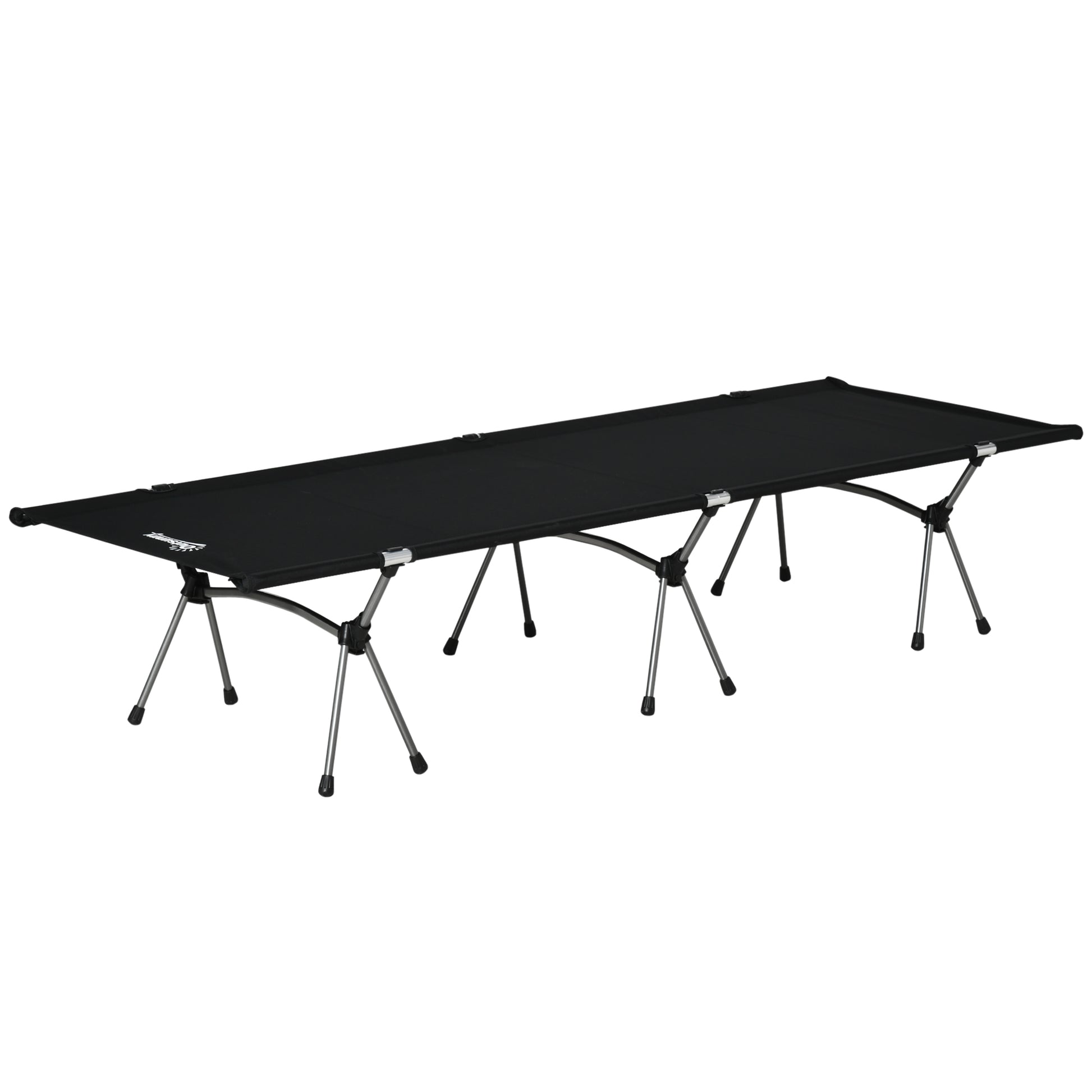 Camping Bed Foldable Aluminum Cot Portable Bed with Carry Bag Adjustable Height up to 150 kg Load Capacity Oxford Black 190 x 65 x 38 cm