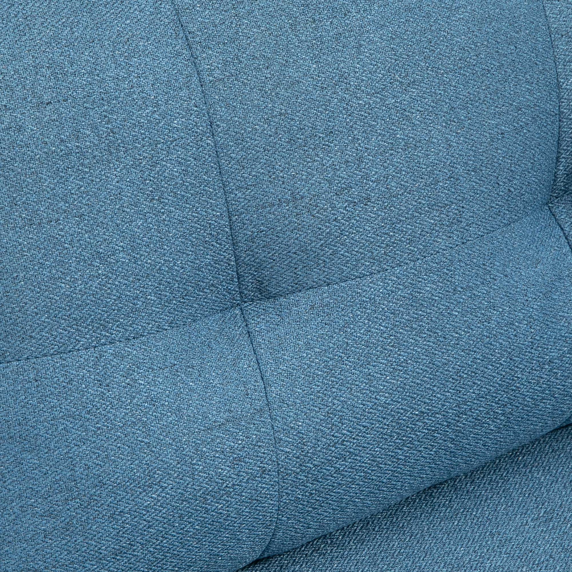 2-Seater Sofa Upholstered in Linen with Cushions, Armrests, and Steel Legs for Bedroom Office Load 240 kg 139x68x80 cm Blue