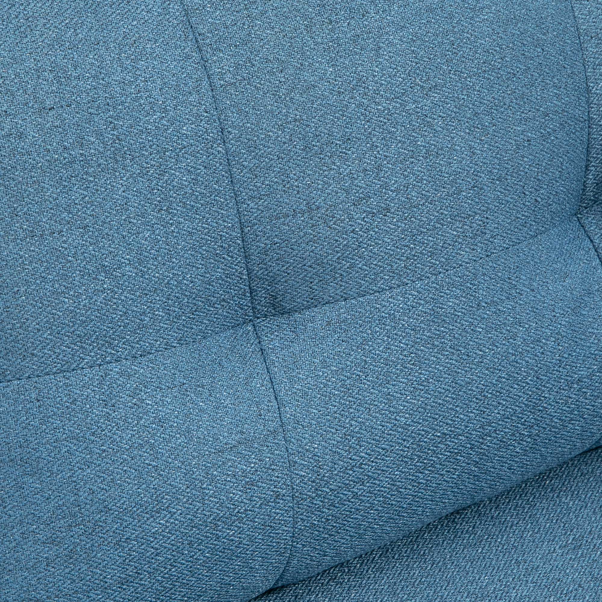 2-Seater Sofa Upholstered in Linen with Cushions, Armrests, and Steel Legs for Bedroom Office Load 240 kg 139x68x80 cm Blue