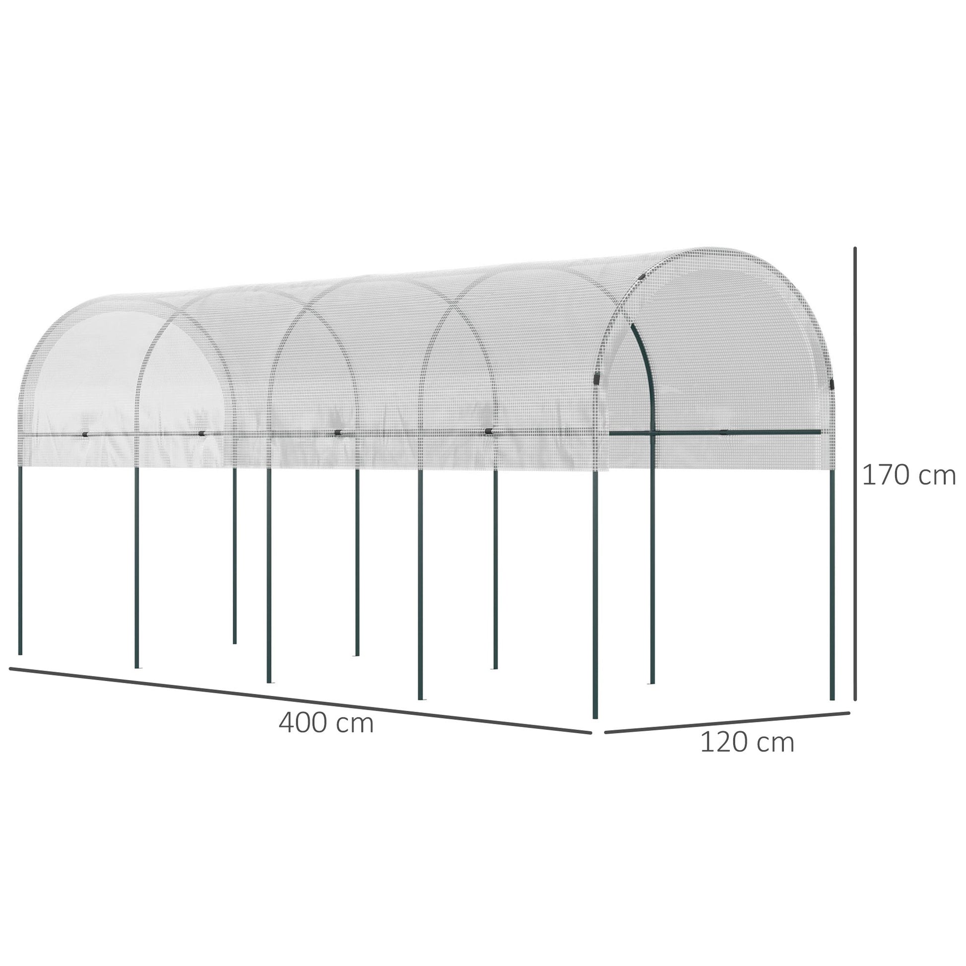Garden Greenhouse, Tomato Greenhouse, Reinforced Cover, Steel Structure, for Vegetables Plants Flowers, Outdoor, 400 x 120 x 170 cm, Transparent