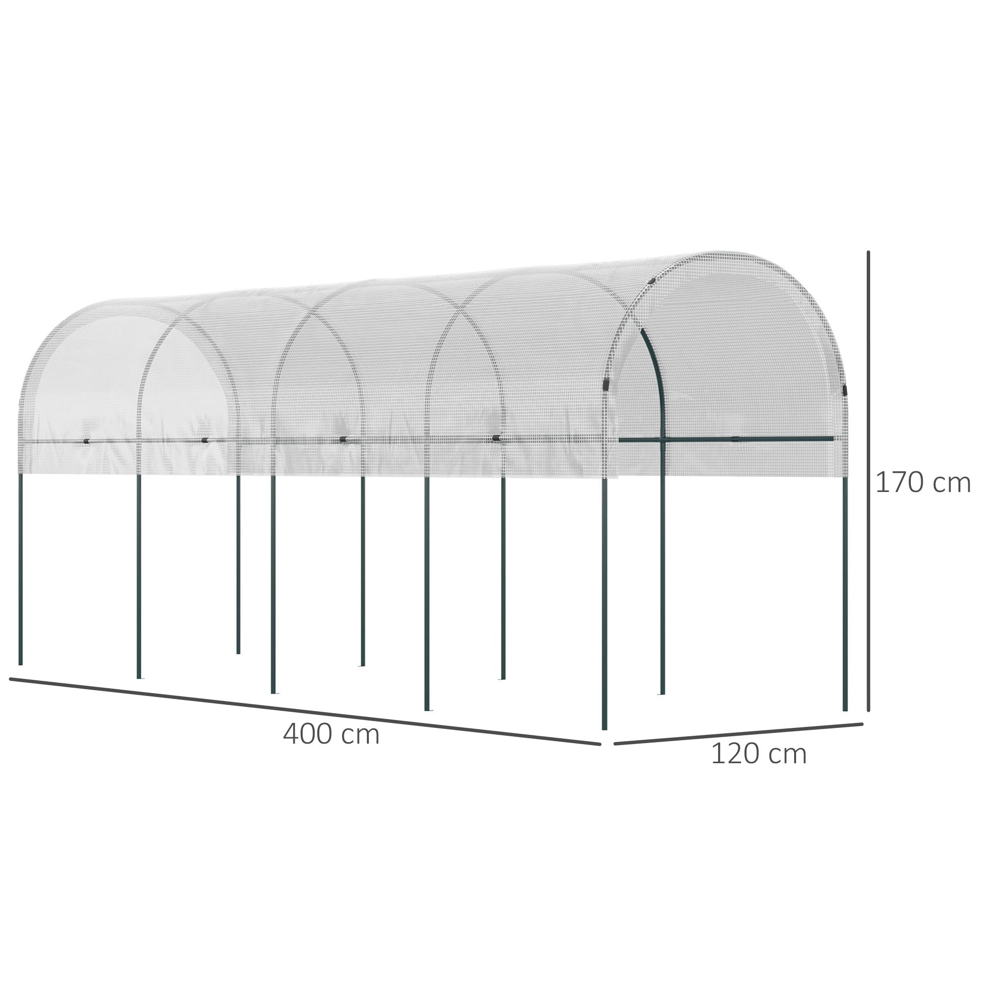 Garden Greenhouse, Tomato Greenhouse, Reinforced Cover, Steel Structure, for Vegetables Plants Flowers, Outdoor, 400 x 120 x 170 cm, Transparent