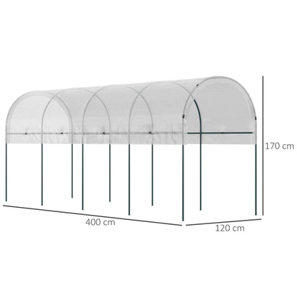Garden Greenhouse, Tomato Greenhouse, Reinforced Cover, Steel Structure, for Vegetables Plants Flowers, Outdoor, 400 x 120 x 170 cm, Transparent