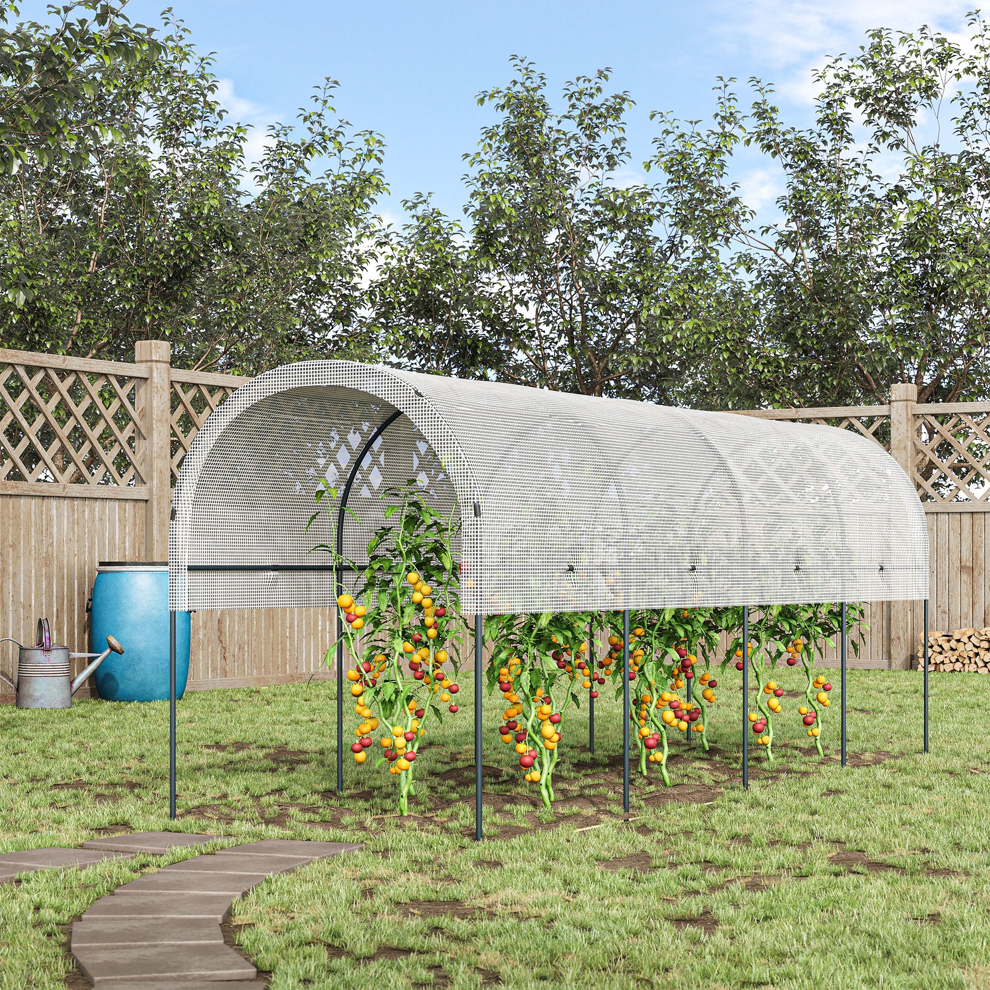 Garden Greenhouse, Tomato Greenhouse, Reinforced Cover, Steel Structure, for Vegetables Plants Flowers, Outdoor, 400 x 120 x 170 cm, Transparent