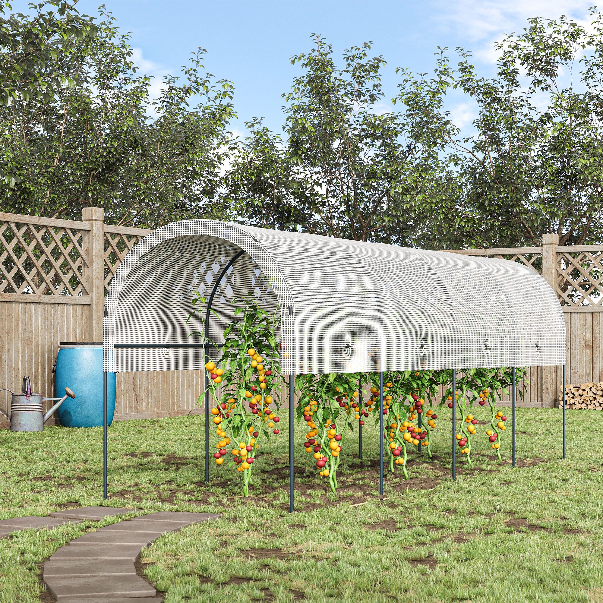 Garden Greenhouse, Tomato Greenhouse, Reinforced Cover, Steel Structure, for Vegetables Plants Flowers, Outdoor, 400 x 120 x 170 cm, Transparent