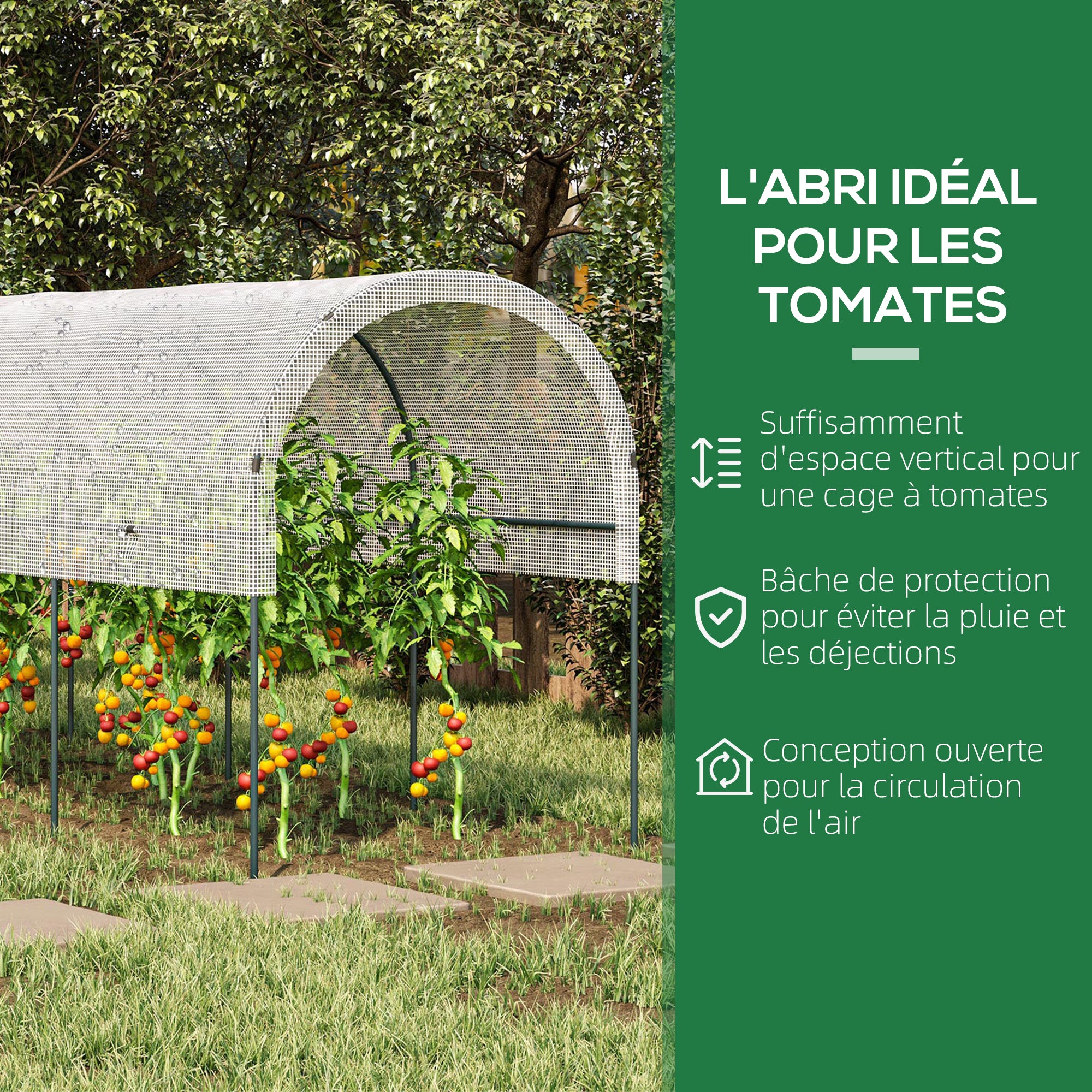 Garden Greenhouse, Tomato Greenhouse, Reinforced Cover, Steel Structure, for Vegetables Plants Flowers, Outdoor, 400 x 120 x 170 cm, Transparent