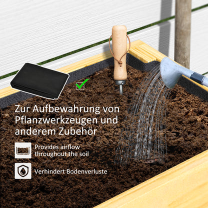 Raised Bed with Shelf, Elevated Herb Planter with Drainage Holes, Wooden Plant Box, Weather-resistant Vegetable Bed, Garden Bed, Planting Bed for Garden, Balcony, 100 x 30 x 70.5 cm Natural Wood