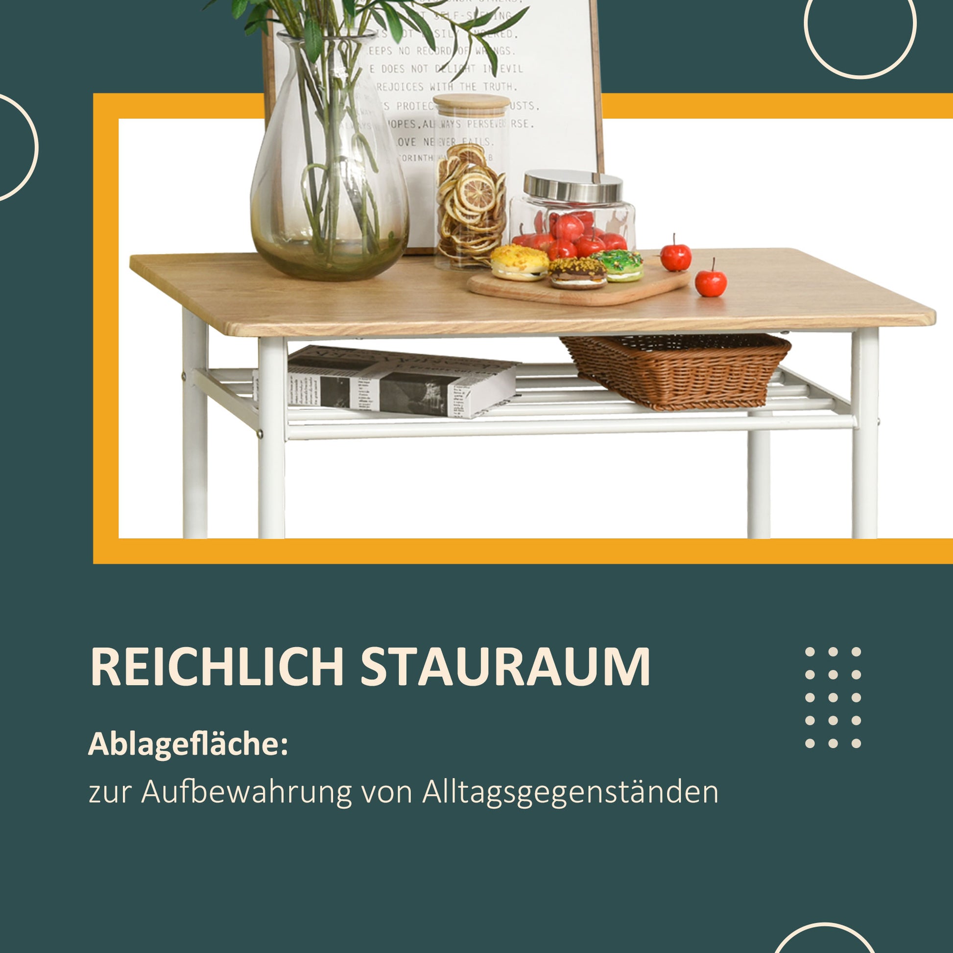 Bar Table Set Bar Table with 2 Bar Stools Dining Set Kitchen Table with Storage Shelf Dining Table for Dining Room, Kitchen, White