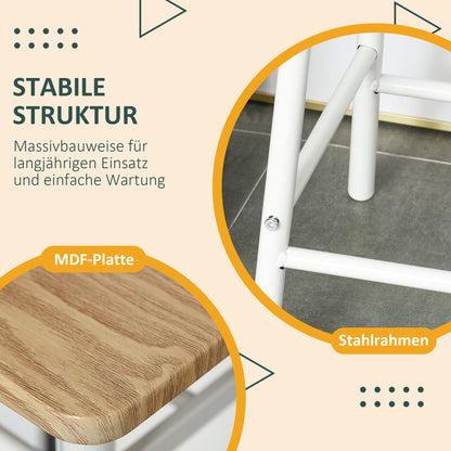 Bar Table Set Bar Table with 2 Bar Stools Dining Set Kitchen Table with Storage Shelf Dining Table for Dining Room, Kitchen, White