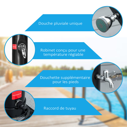 Outdoor Solar Shower, 20 liters garden solar shower, adjustable water temperature up to 60℃, for camping pool beach, black