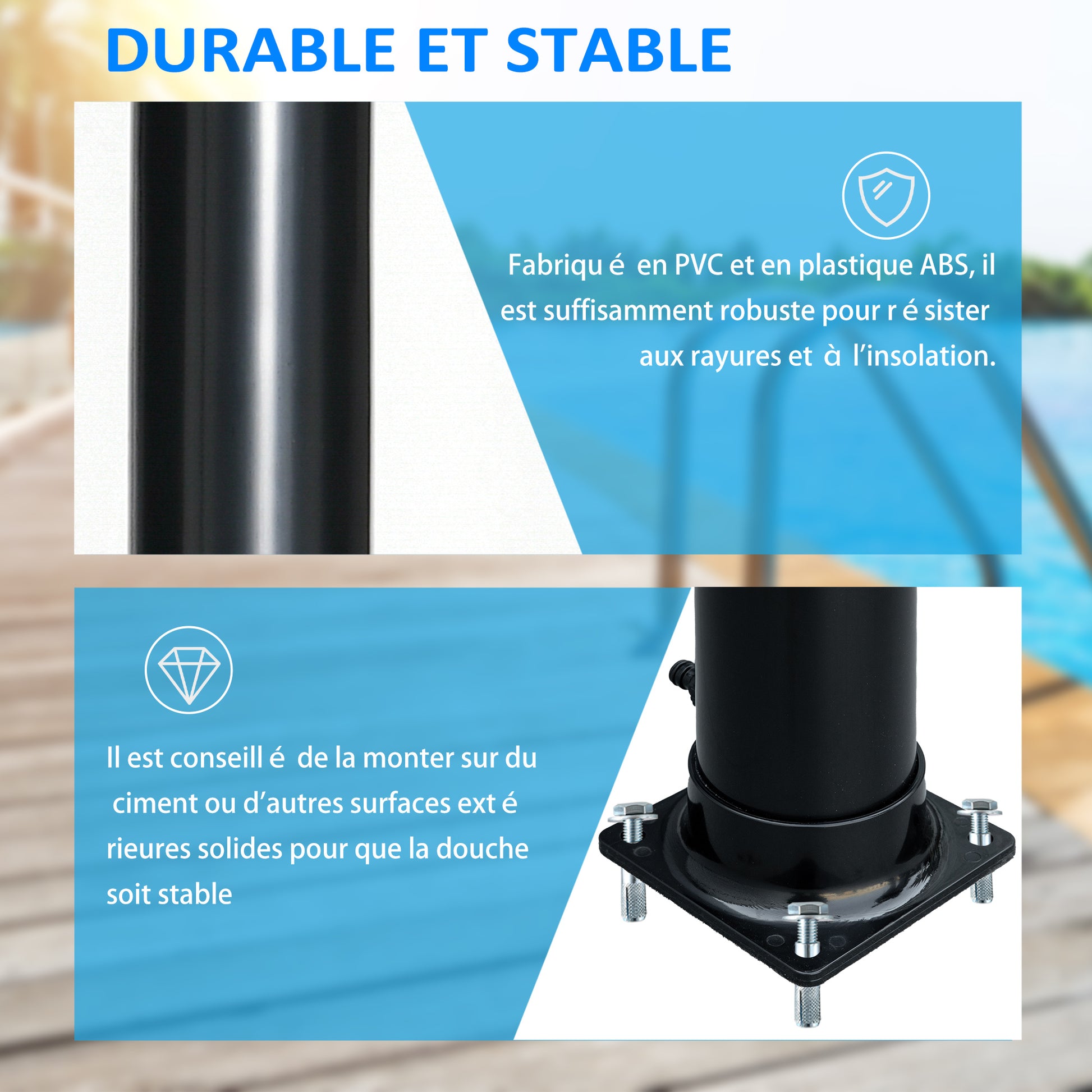 Outdoor Solar Shower, 20 liters garden solar shower, adjustable water temperature up to 60℃, for camping pool beach, black