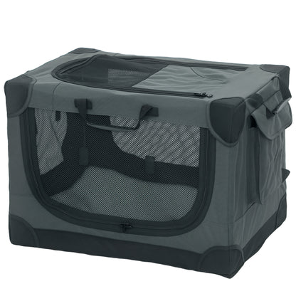 Foldable Dog Crate — Soft Pet Carrier with Cushion, Removable Washable Cover, Breathable 600D Oxford Fabric, for Cats & Dogs up to 48.5 lb (22 kg), Travel & Car — Army Green
