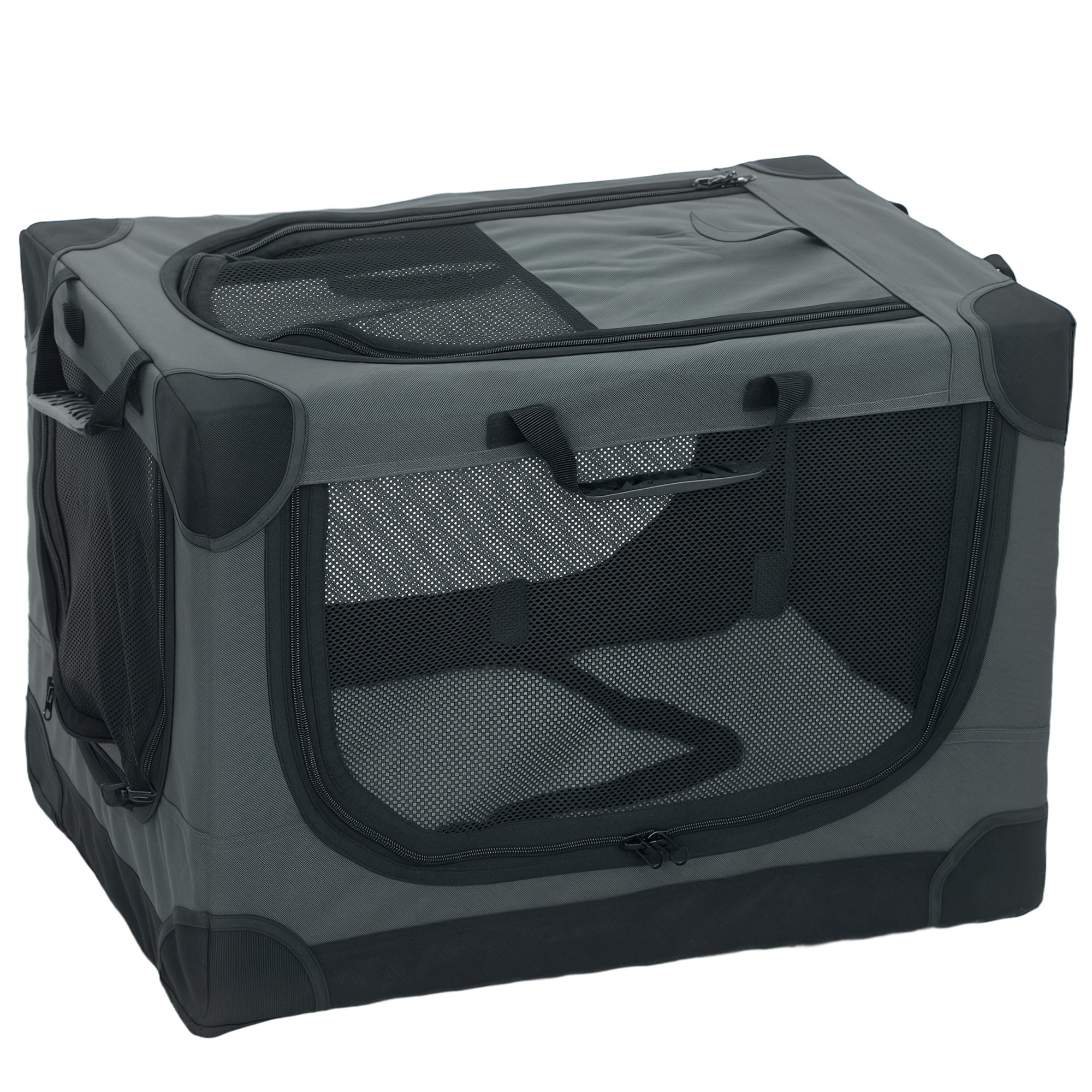 Foldable Dog Crate — Soft Pet Carrier with Cushion, Removable Washable Cover, Breathable 600D Oxford Fabric, for Cats & Dogs up to 48.5 lb (22 kg), Travel & Car — Army Green