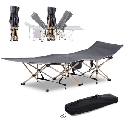 Folding Camp Bed with Carry Bag 190 x 68 x 52 cm Camping Bed up to 150 kg Guest Bed for Adults Foldable Bed for Indoor, Outdoor, Garden Camping Travel Gray